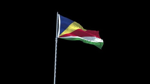 Realistic Seychelles Flag Waving on Flagpole Loop