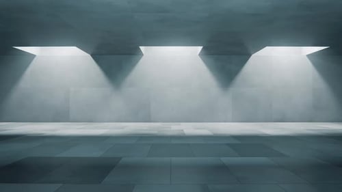 Modern Empty Concrete Room with Natural Skylight Seamless Loop