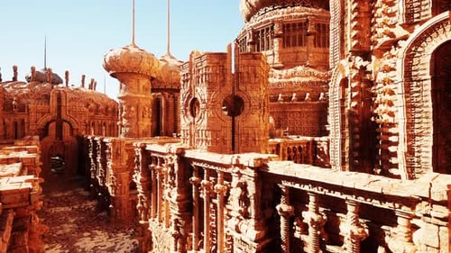 A Clay Temple Wall Adorned with Intricate Ornaments
