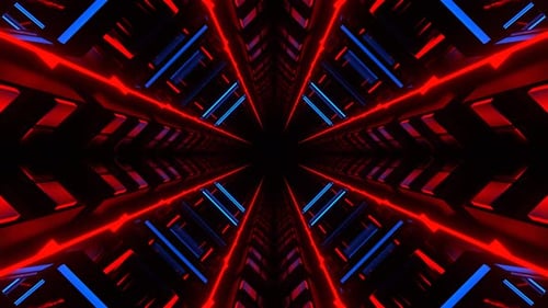 Red And Blue Neon Glow Mirrored Tunnel Background Vj Loop In 4K