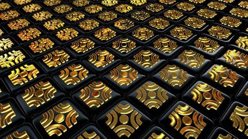 Golden Abstract Geometric Pattern Tile Loop Background