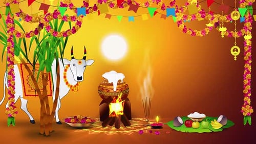 Contexte du festival Tamilnadu Pongal de l'Inde du Sud, version 01