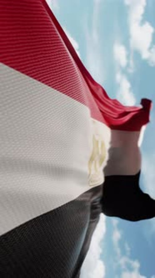 Realistic 3D Waving Egypt Flag for Vertical Screens