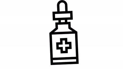 Animated Line Art Medical Dropper Bottle Icon