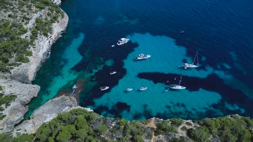 Breathtaking Aerial View of Cala del Moro in Mallorca - Hidden Turquoise Water Paradise