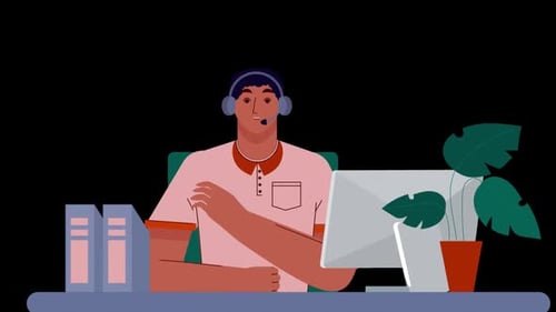 2D Cartoon Customer Service Alpha Channel