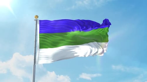Realistic Waving Flag Animation with Clear Blue Sky
