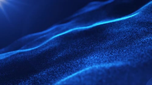 Blue digital wave of particles and dots, futuristic cyber background. Digital particle cyber