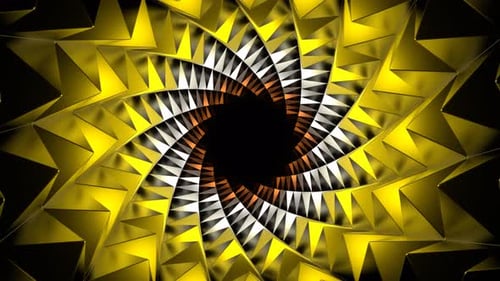 Gold And Silver And Bronze Spiny Cylindrical Tunnel Background Vj Loop In 4K