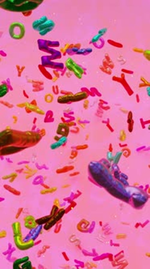 Playful 3D Letters and Numbers Falling Loop Vertical Background