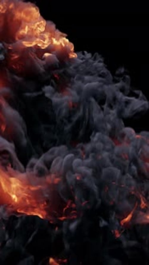 Flames And Thick Smoke Explosion Social Media Fire Transition Reveal Alpha Channel Vertical Format 2