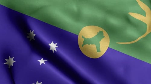Christmas Island Flag Waving Realistic Seamless Loop
