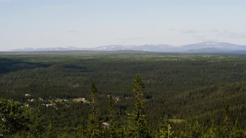 Scenic Landscape from Viewpoint at Bydalen Mountain Overlooking Forest in Sweden.
