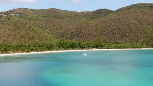 Soft orbiting aerial showing stunning beach in US Virgin Islands in the Caribbean