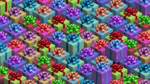 background with gifts for the new year, dynamic animation on the theme of Christmas and New Year