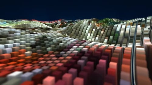 Dynamic Waving Cubes Abstract Digital Landscape
