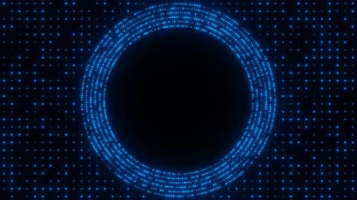 Blauer digitaler Kreispunkte-Frame-Loop-Animationshintergrund