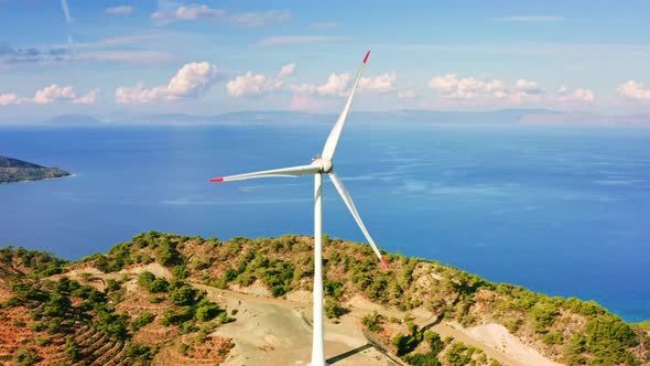Flying around wind power generators in Aegean Turkey, Kızlan village ...