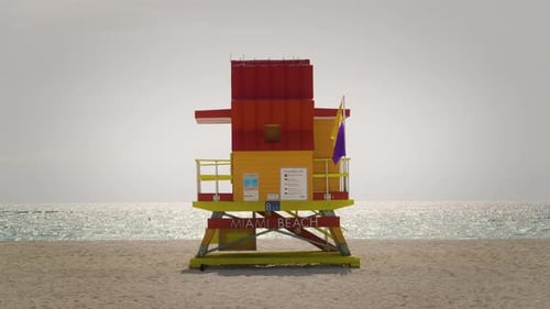 Miami beach 8th street life guard house in South Beach Miami, Ocean drive.
