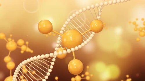 Animated 3D DNA Helix with Rotating Molecules Loop Background