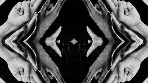 Monochromatic Abstract Hand Gestures Geometric Kaleidoscope