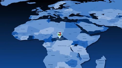 Central African Republic Highlight on Animated Global Map with Flag Pin