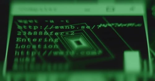 Digital Green Code and Data Stream Zoom Effect