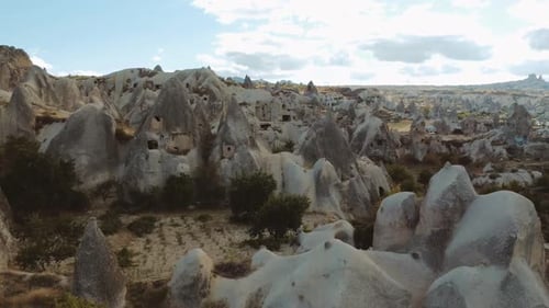 Aerial Footage of Red Valley Rocks in Goreme Capadoccia Turkey