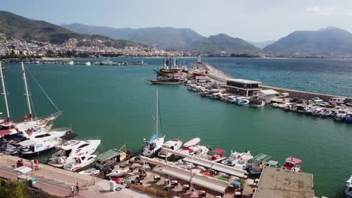 Awesome aerial view of Alanya Marina in Turkey