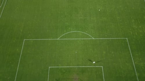 Aerial View of Soccer Field With Goal