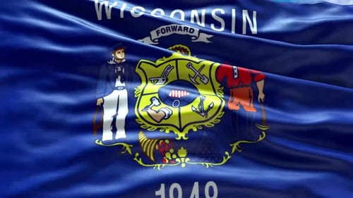 Waving Wisconsin State Flag Loop Animation
