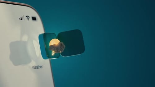 Animated Weather Application Icon Revealing Sun and Cloud