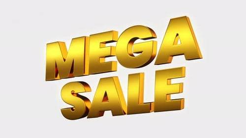 Golden 3D Text Reveal: Mega Sale Promotion