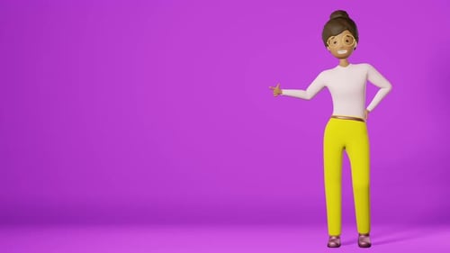 Modern 3D Female Character Presenting and Explaining