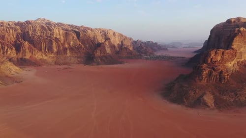 Aerial view of Wadi Rum Desert, Jordan.