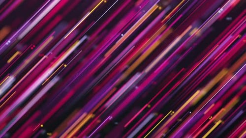 Collection Nano : élément de transition animé sans boucle composé de lignes diagonales floues multicolores au néon mov