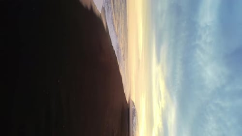 Vertical Video Atlanic Coastline Black Sand Beach