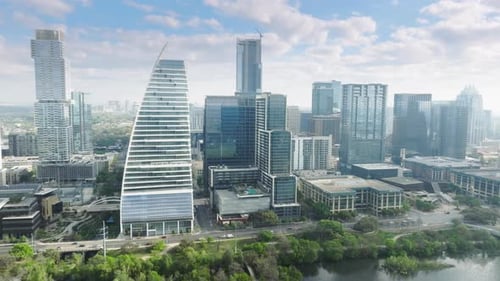 Texas USA Aerial Overview of Austin Beautiful Business Residential Buildings