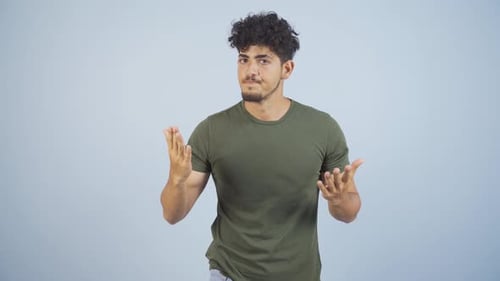 Man getting angry at camera.