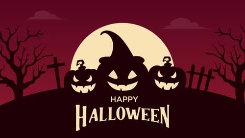 Animated Happy Halloween Title with Spooky Pumpkins