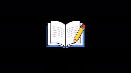 Animiertes offenes Buch mit Bleistift. Konzeptvideo für Bildung, Lernen und Schreiben — transparent