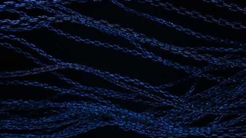 Abstract Blue Metallic Chains Dynamic Flowing Background