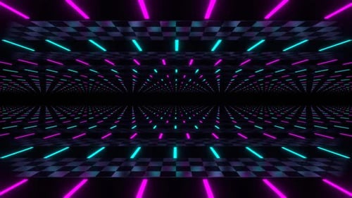 Corridor Of Cyan And Pink Neon Lines Background Vj Loop In HD