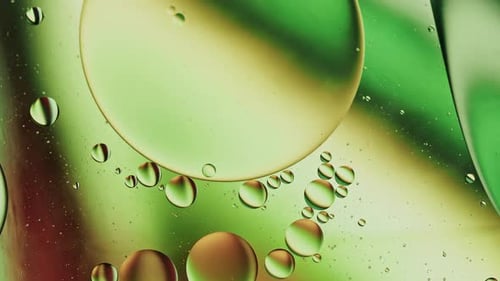 Abstract Colorful Organic Food Oil Drops Bubbles On Water Surface 024
