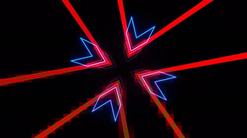 Red And Blue Neon Arrows Rotated Background Vj Loop In 4K