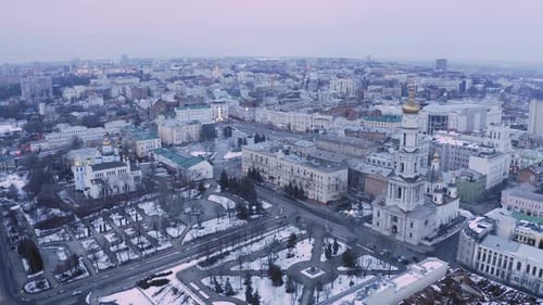 Kharkiv City From Above at Winter