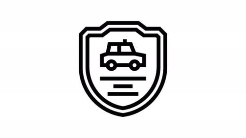 Animated Car Shield Protection Icon Line Reveal