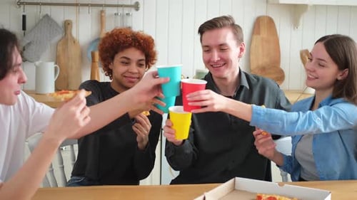 Home Party Friends Spending Time Together Having Fun Laughing Communicating at Home Happy Diverse