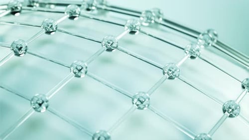 Seamless loop of transparent glass network with light blue background