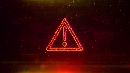 Alert Logo On Abstract Network Technology Background Digital Hologram Virtual Hud Pin Red Color